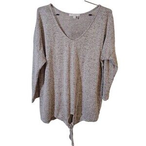 Green Envelope Front Twist Heather Gray Long Sleeve Top Shirt Women Size Large